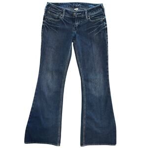 Silver Jeans Womens Size 28 X 30 Aiko Western Glove Works Blue Denim Flare